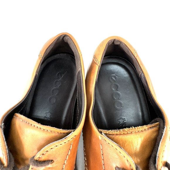 Ecco Melbourne Tie Oxford Dress Shoe Amber Brown Men’s Size EU 45 US 11 - Picture 5 of 12